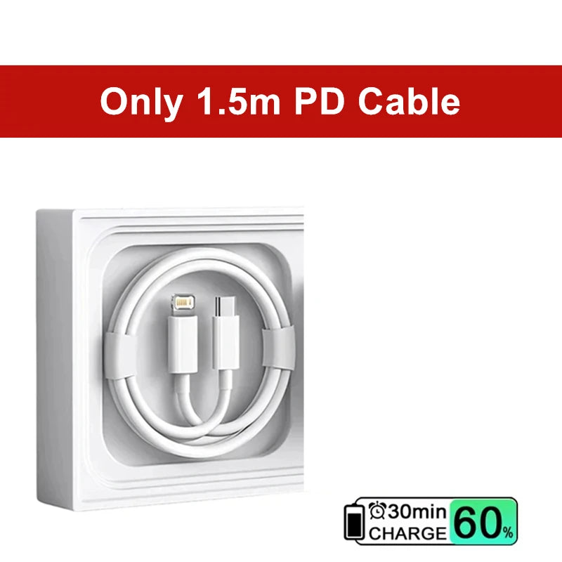 35W PD Fast USB-C Charger For iPhone 13 14 Pro Max 11 12 mini X XR XS Max 8 Plus Rapid Charging Phone Charger Cable 1m 1.5m 2m