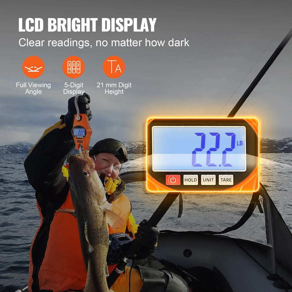 SucceBuy 300/400kg Digital Crane Scale Industrial Hanging Scale Handheld Mini Crane with Hooks Screen for Outdoor Fishing Garage