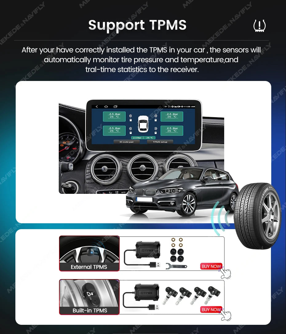 NaviFly Android 14 Auto Car GPS Navigation Stereo Radio For Mercedes-Benz C-Class W205 GLC X253 V-Class W446 Wireless CarPlay 4G