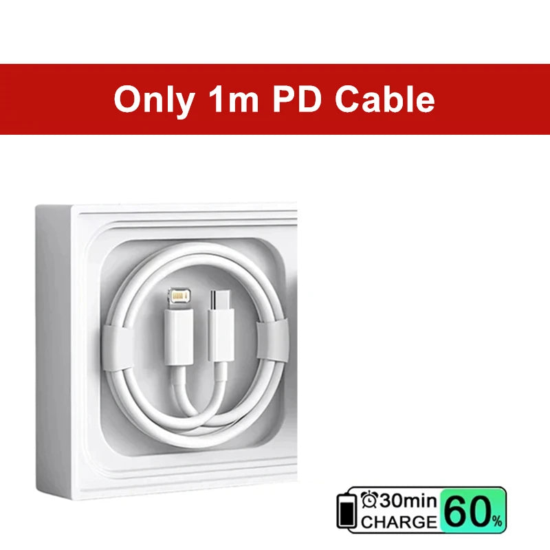 35W PD Fast USB-C Charger For iPhone 13 14 Pro Max 11 12 mini X XR XS Max 8 Plus Rapid Charging Phone Charger Cable 1m 1.5m 2m