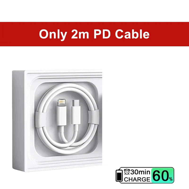 35W PD Fast USB-C Charger For iPhone 13 14 Pro Max 11 12 mini X XR XS Max 8 Plus Rapid Charging Phone Charger Cable 1m 1.5m 2m