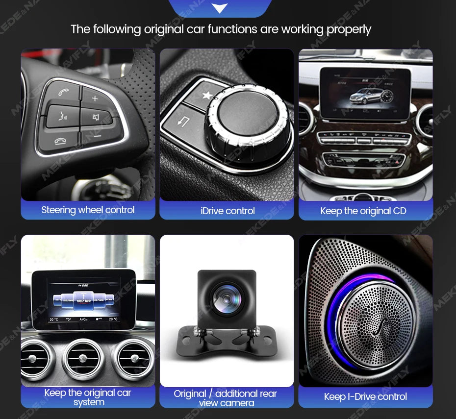 NaviFly Android 14 Auto Car GPS Navigation Stereo Radio For Mercedes-Benz C-Class W205 GLC X253 V-Class W446 Wireless CarPlay 4G