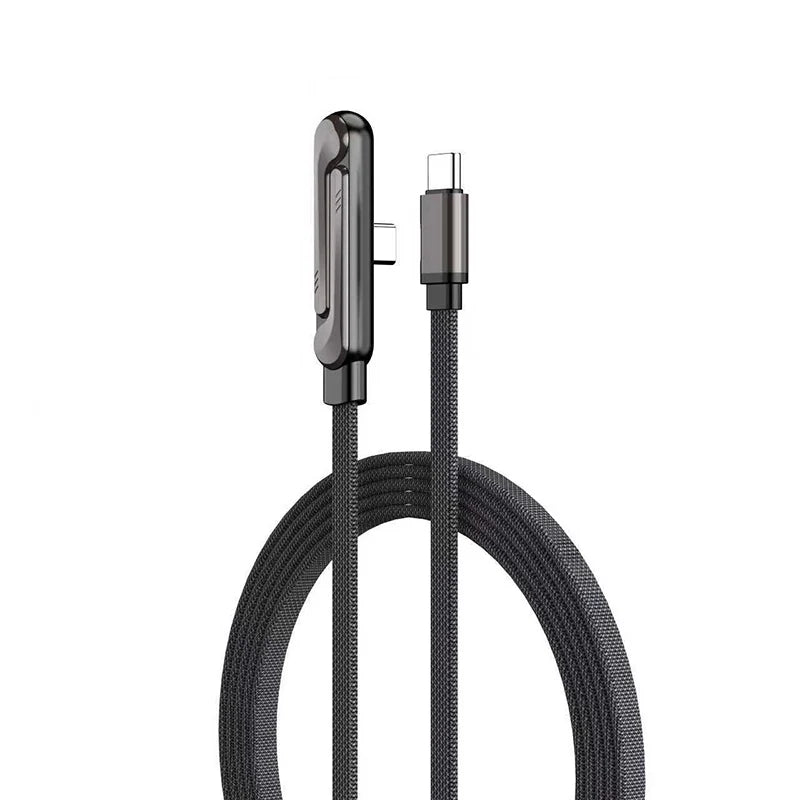 240W L-Shaped Gaming Charger Cable with Phone Stand Braided Fast Charging Cord for Mobile Gaming All-in-One Cable for iphone
