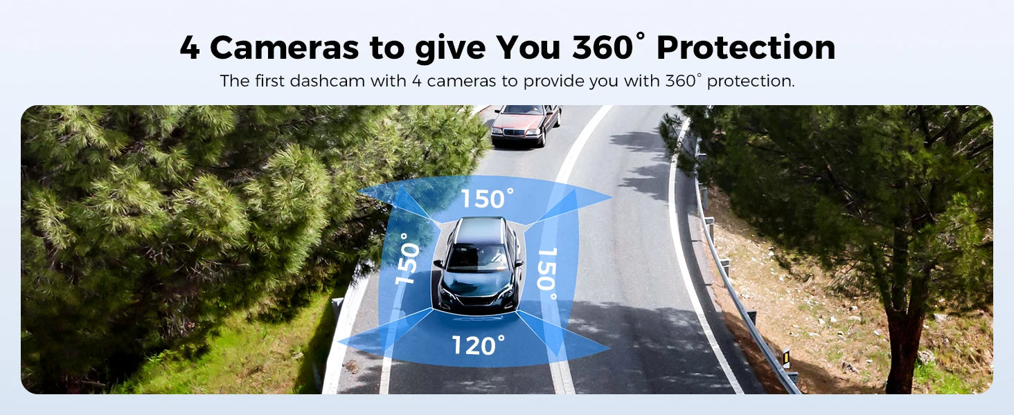 AZDOME Dash Cam M660 2K+3*1080P 4CH Car DVR GPS 5G Wifi Built-in 128GB eMMC Voice Control 24H Parking Monitor Super Night Vision