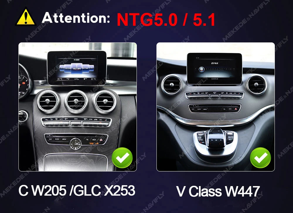 NaviFly Android 14 Auto Car GPS Navigation Stereo Radio For Mercedes-Benz C-Class W205 GLC X253 V-Class W446 Wireless CarPlay 4G