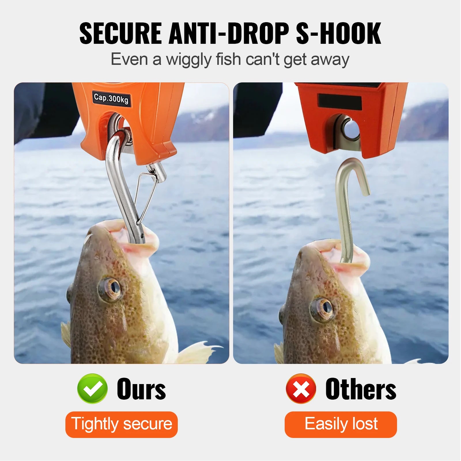SucceBuy 300/400kg Digital Crane Scale Industrial Hanging Scale Handheld Mini Crane with Hooks Screen for Outdoor Fishing Garage