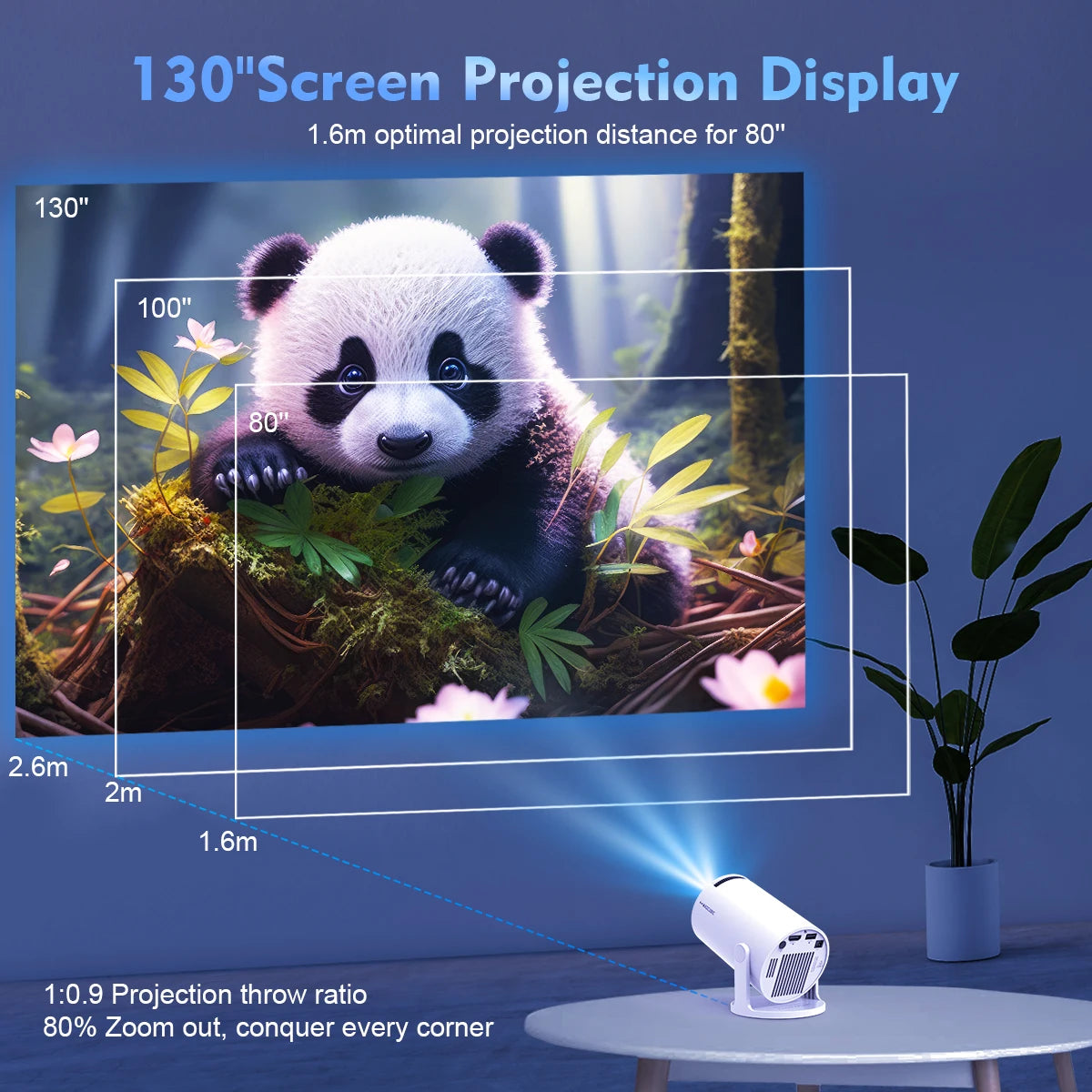 Magcubic Mini Projector Support 4K 720P with Dual Band WIFI6 5G Wireless Android 11 290 ANSI 180° Rotatable Video HY300 Pro
