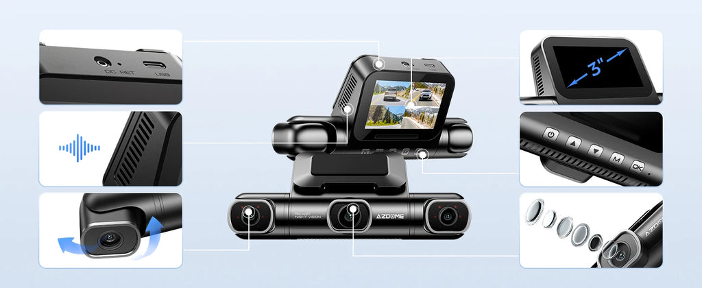 AZDOME Dash Cam M660 2K+3*1080P 4CH Car DVR GPS 5G Wifi Built-in 128GB eMMC Voice Control 24H Parking Monitor Super Night Vision