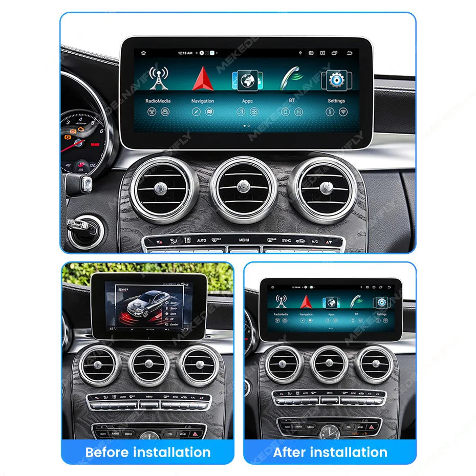NaviFly Android 14 Auto Car GPS Navigation Stereo Radio For Mercedes-Benz C-Class W205 GLC X253 V-Class W446 Wireless CarPlay 4G