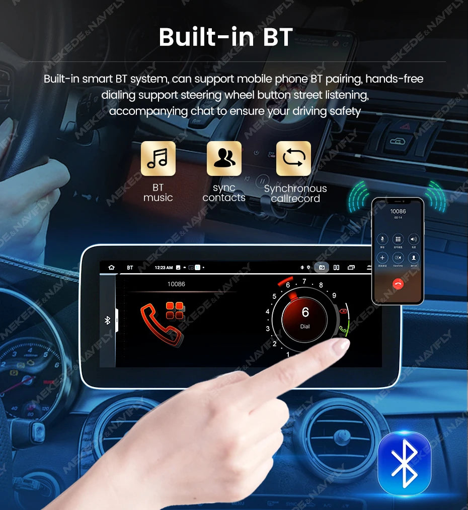 NaviFly Android 14 Auto Car GPS Navigation Stereo Radio For Mercedes-Benz C-Class W205 GLC X253 V-Class W446 Wireless CarPlay 4G