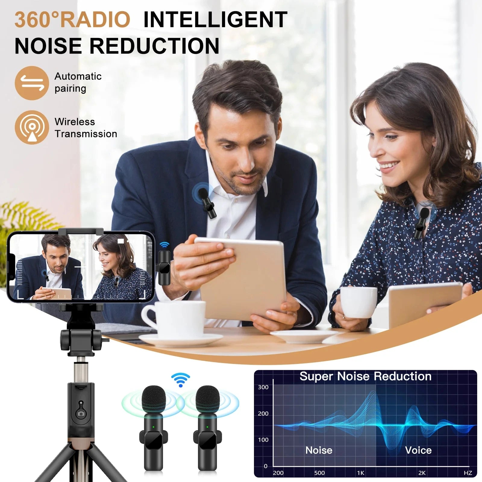 k60 New Wireless Lavalier Microphone Portable Audio Video Recording Mini Mic for iPhone Android Live Broadcast Gaming Phone Mic
