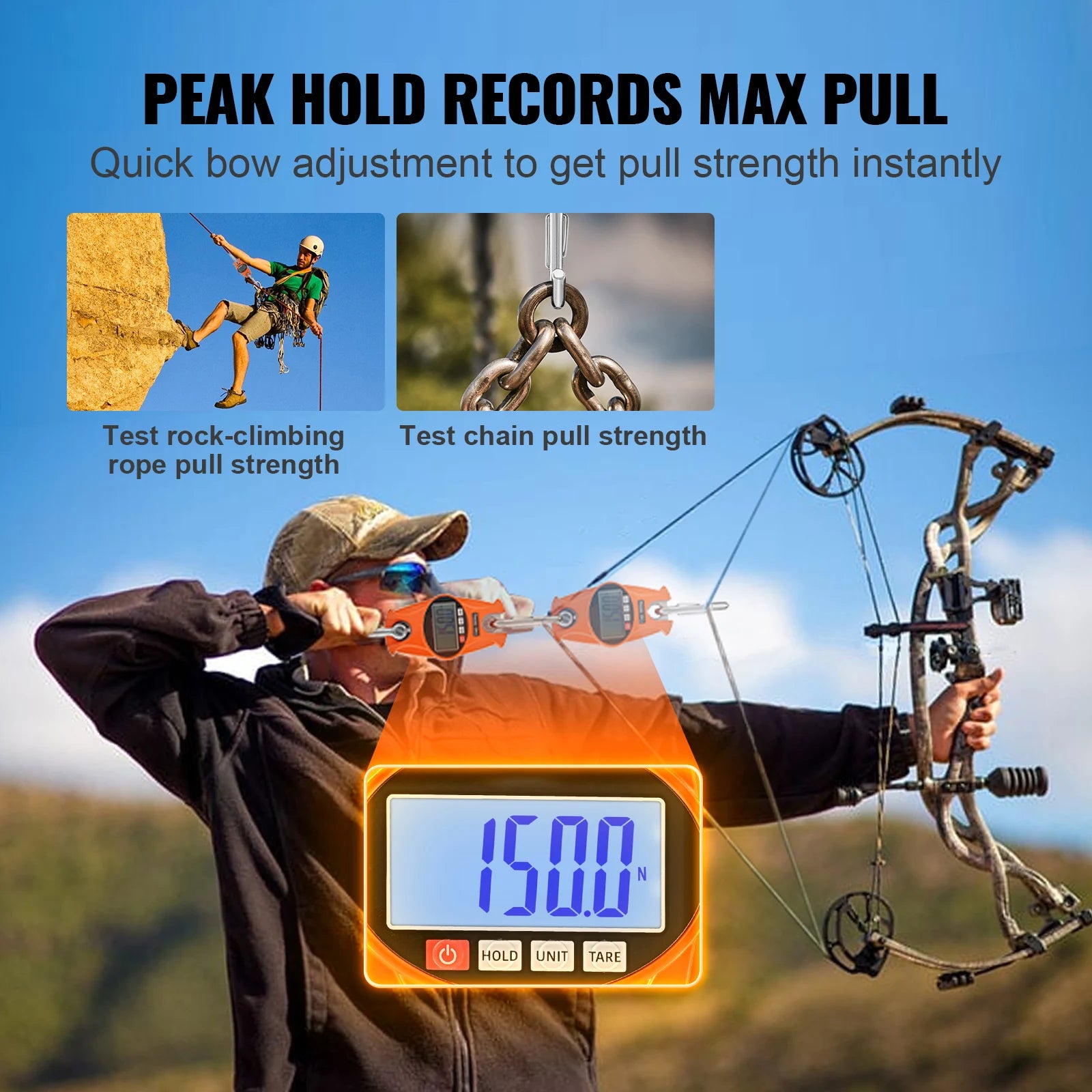 SucceBuy 300/400kg Digital Crane Scale Industrial Hanging Scale Handheld Mini Crane with Hooks Screen for Outdoor Fishing Garage
